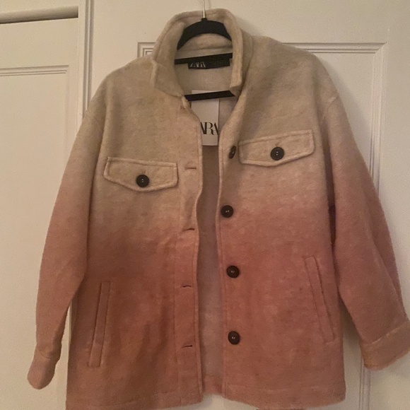 Zara Pink Ombre wool shacket / jacket - Picture 2 of 4